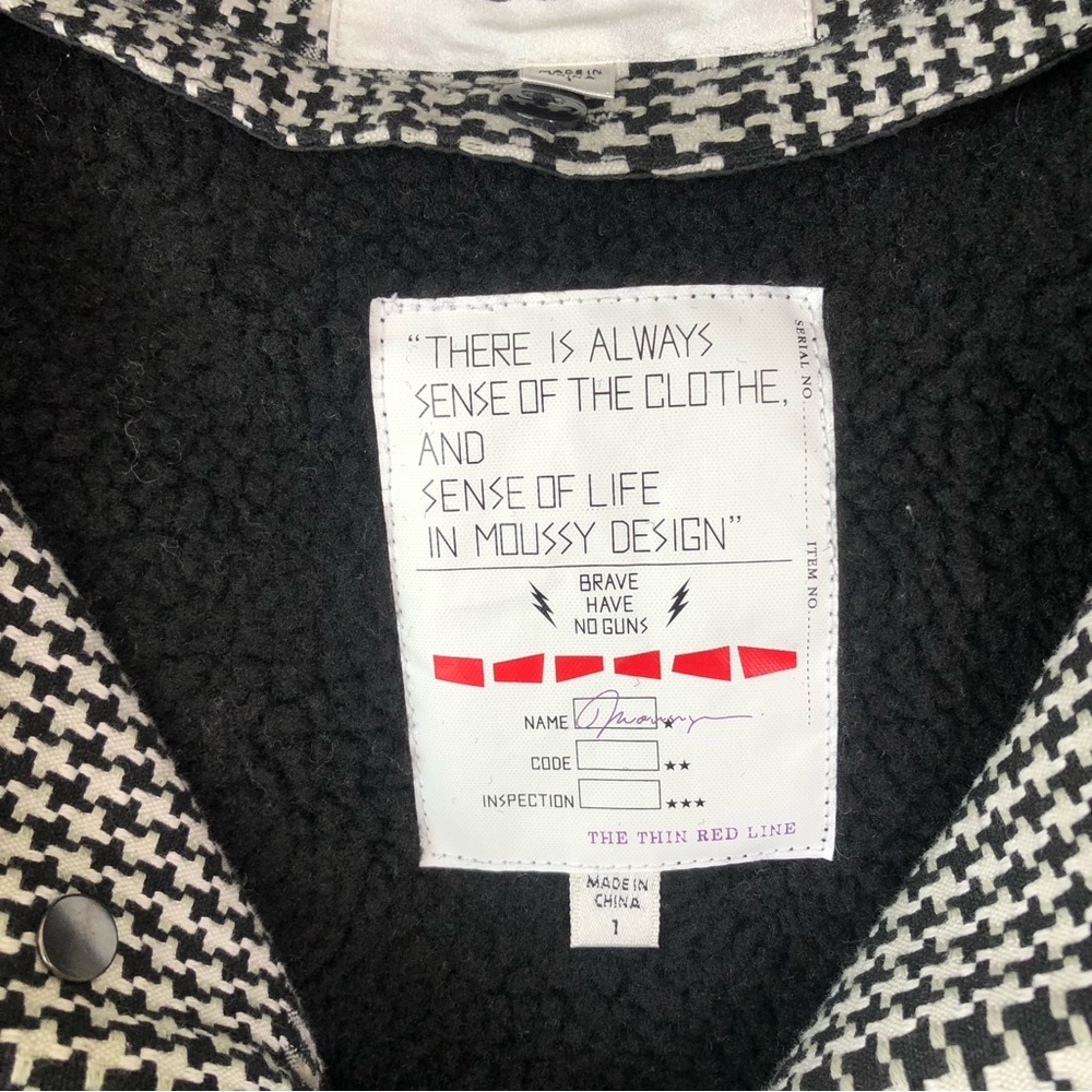 NWOT MOUSSY Houndstooth Plaid Wool Knit Coat with Fur Trim Sz 1 Small - Picture 3 of 16